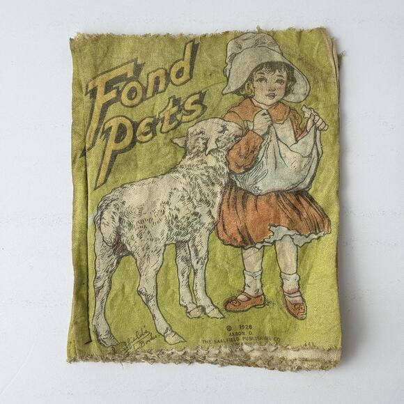 Other - RARE Antique Saalfield Muslin Book "FOND PETS" 1928 Cloth Baby Book. T63